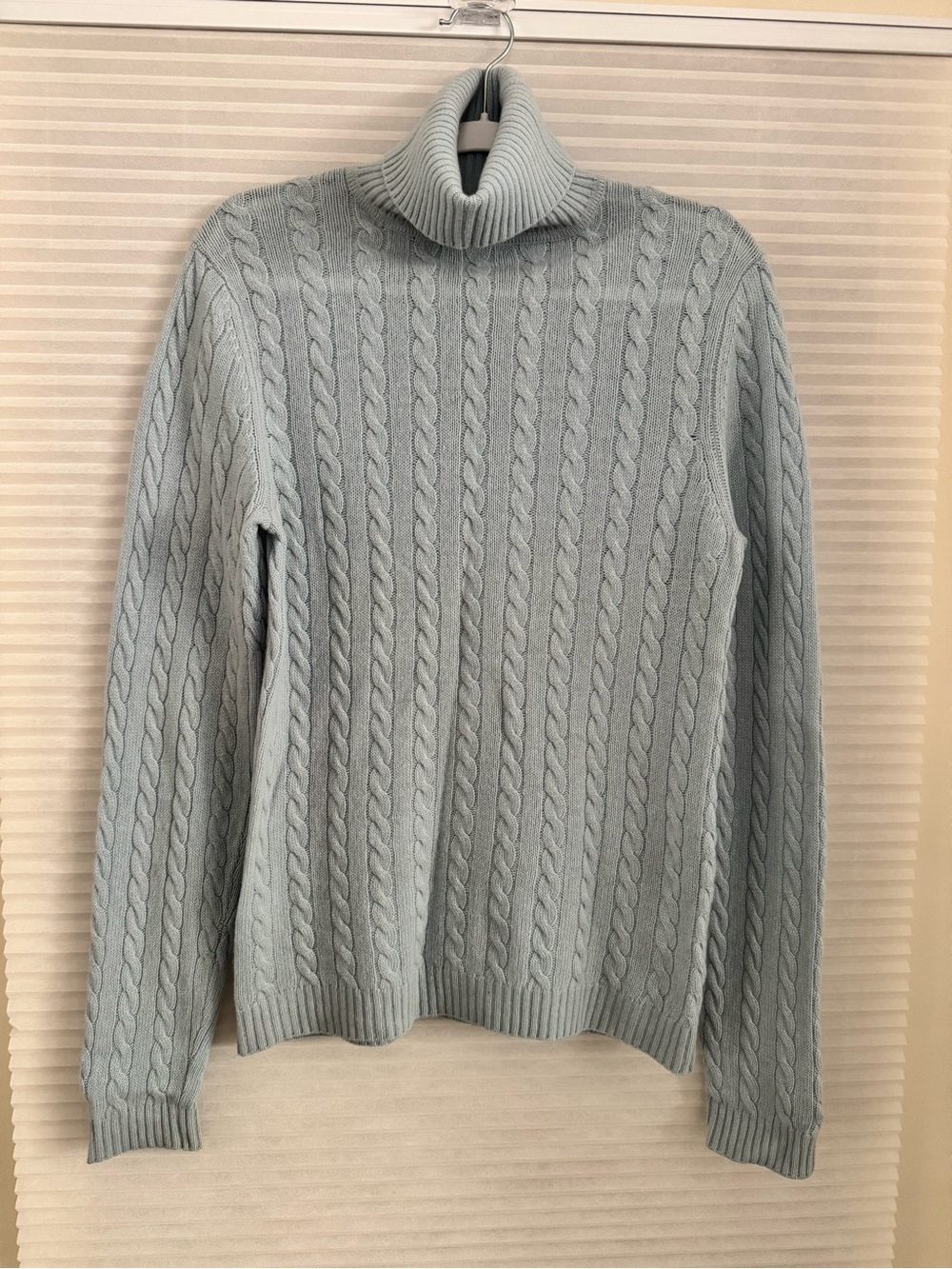 Ann Taylor 100% Cashmere Baby Blue Cable Knit Turtleneck Sweater S